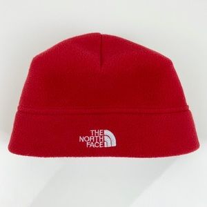 The North Face Unisex Polartec Fleece Winter Beanie Hat Red & White Size Large